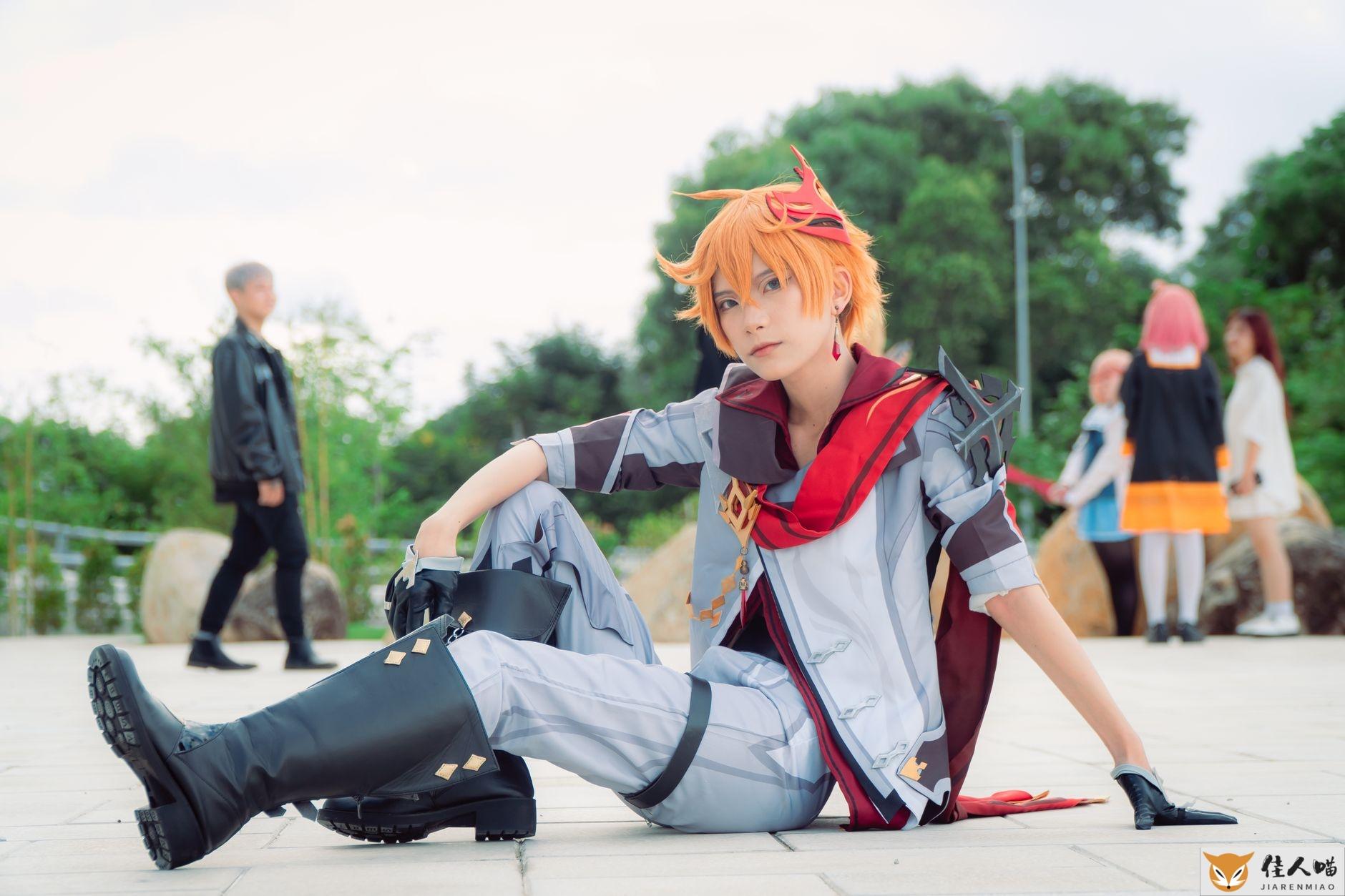 Cosplay enthusiast posing outdoors in costume, showcasing creativity and style.